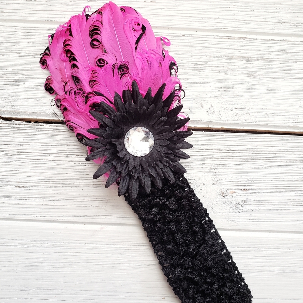 Baby Posh Feather Headband - Pinkie Black
